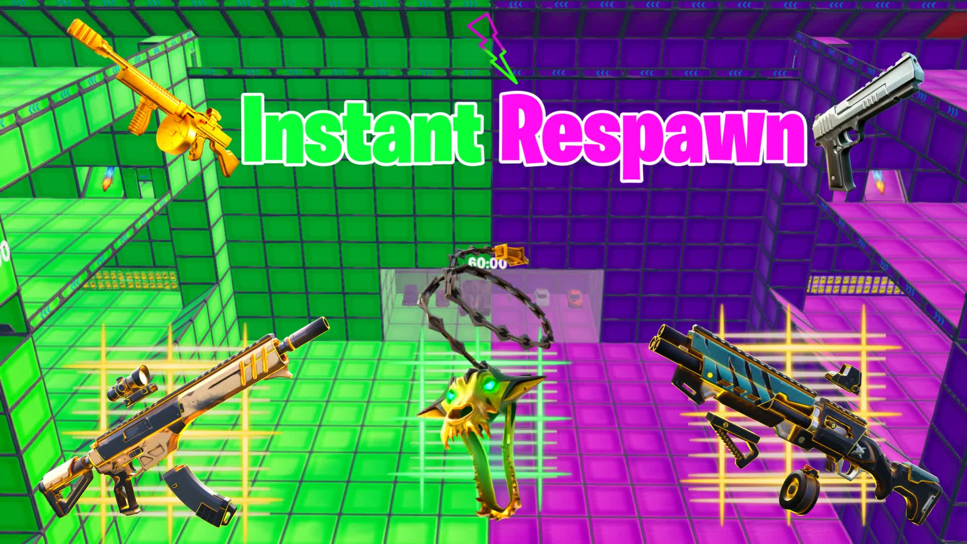 SUPER💚GREEN VS PURPLE💜INSTANT RESPAWN