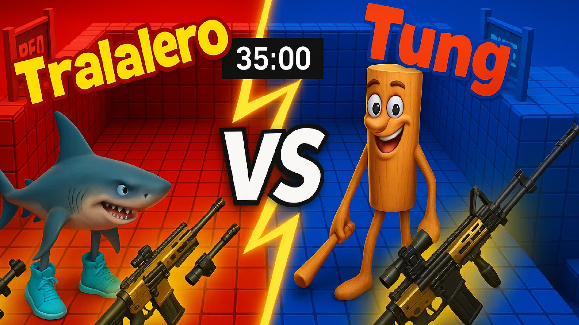 Red VS Blue   Tralalero🦈 VS Tung🪵