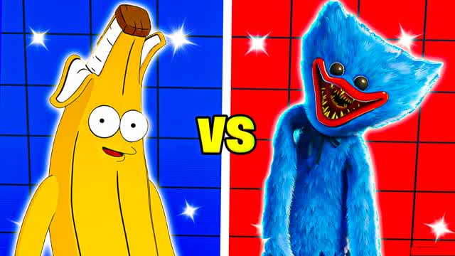 CRAZY HUGGY VS BANANA 🔴🔵