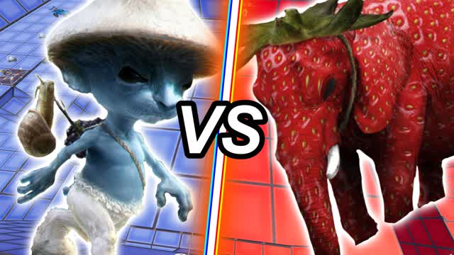 Smurf Cat vs Strawberry Elephant😾🐘