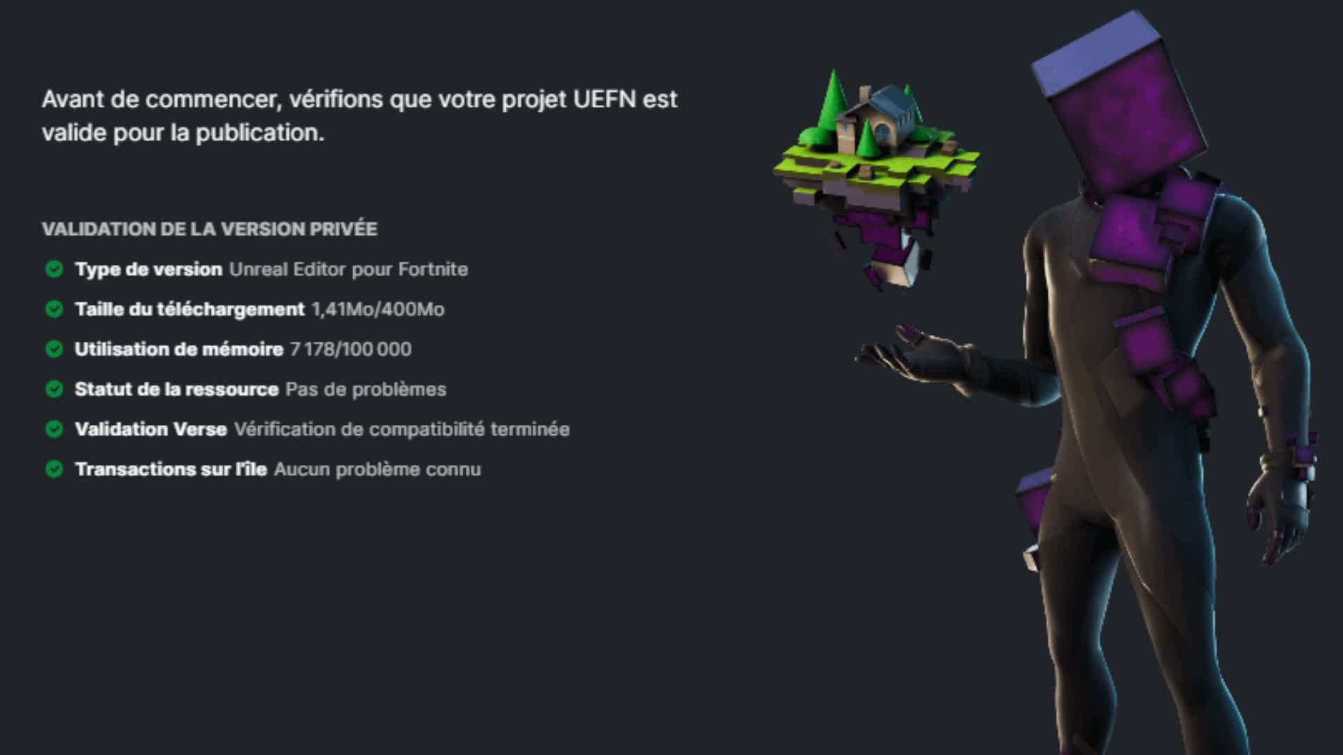 projet UEFN valide pour la publication.