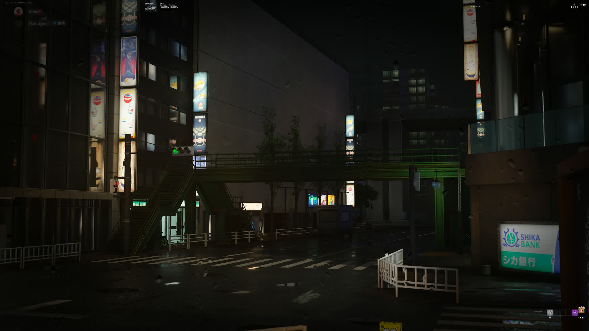 雨の夜の街