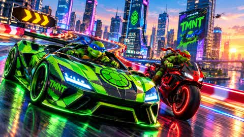 🐢منحدر سلاحف النينجا 🚗ألعاب سيارات مع منحدر كبير
